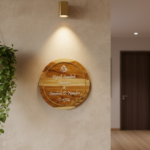 Circular Wooden Designer Nameplate - Image 3